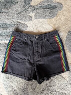 Topshop Black Denim Shorts with Subtle Washed Finish 🌈